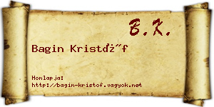 Bagin Kristóf névjegykártya